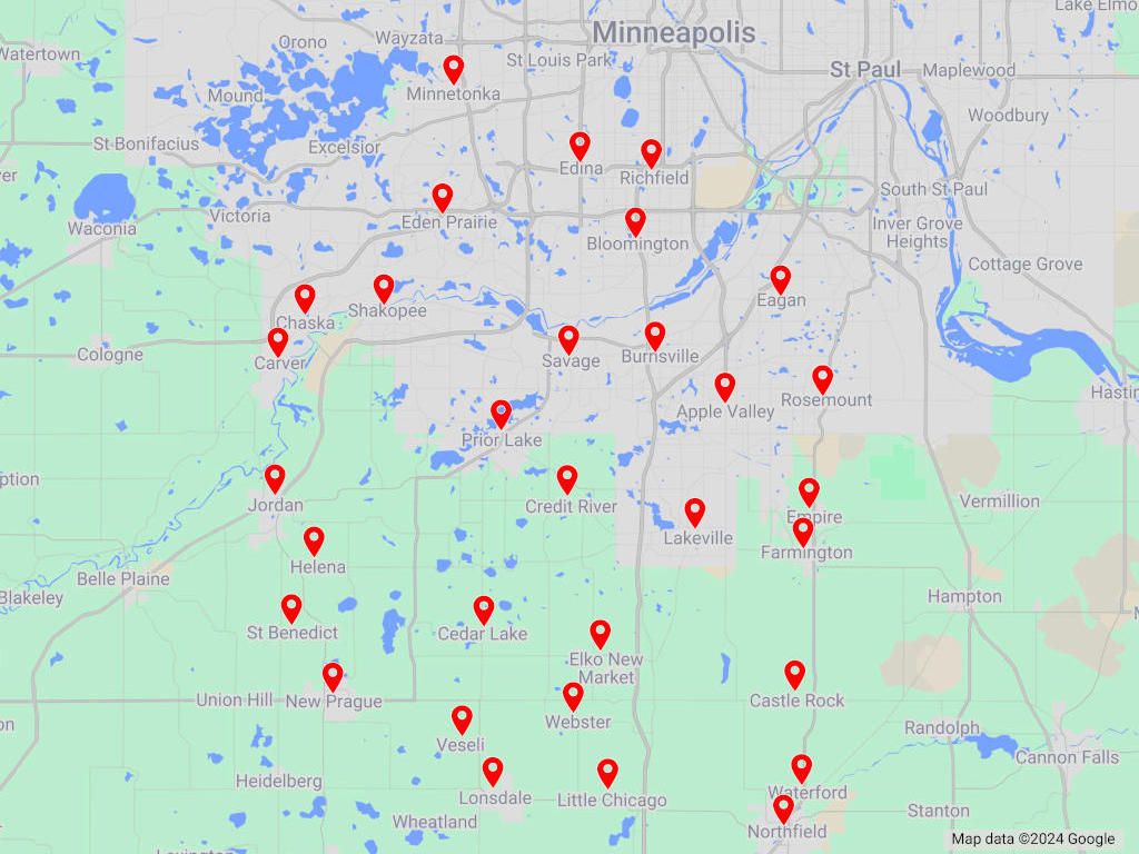 Kuznia Plumbing Service Area Map